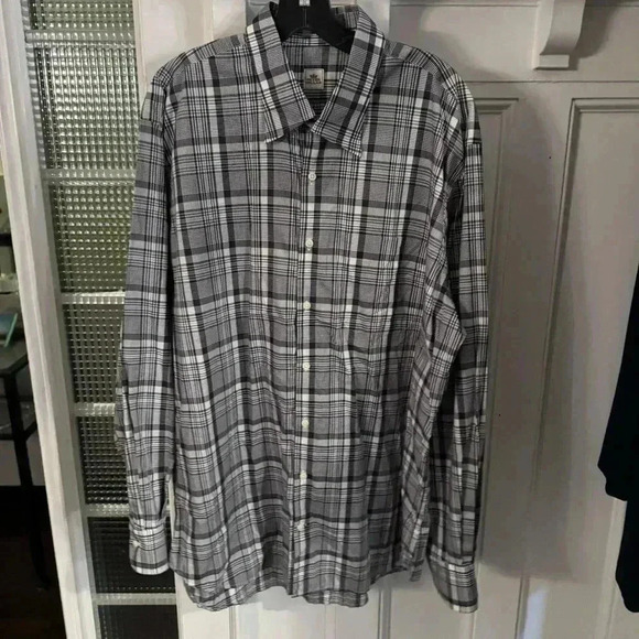Peter Millar Mens XL Gray Blue Plaid 100% Cotton Button Up Long Sleeve Shirt - Picture 8 of 8